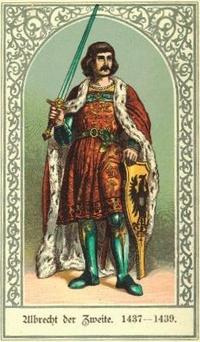 Альбрехт II (король Германии) биография, фото, истории - король Германии (Римский король) c 18 марта 1438 года, король Чехии c 27 декабря 1437 года (коронация 29 июня 1438 года), король Венгрии с 18 декабря 1437 года (коронация 1 января 1438 года), герцог Австрии с 14 сентября 1404 года (под именем Альбрехт V), маркграф Моравии c 4 октября 1423 года. Из Альбертинской линии династии Габсбургов. Первый Габсбург, объединивший под своей властью Австрию, Чехию, Венгрию и Германию.